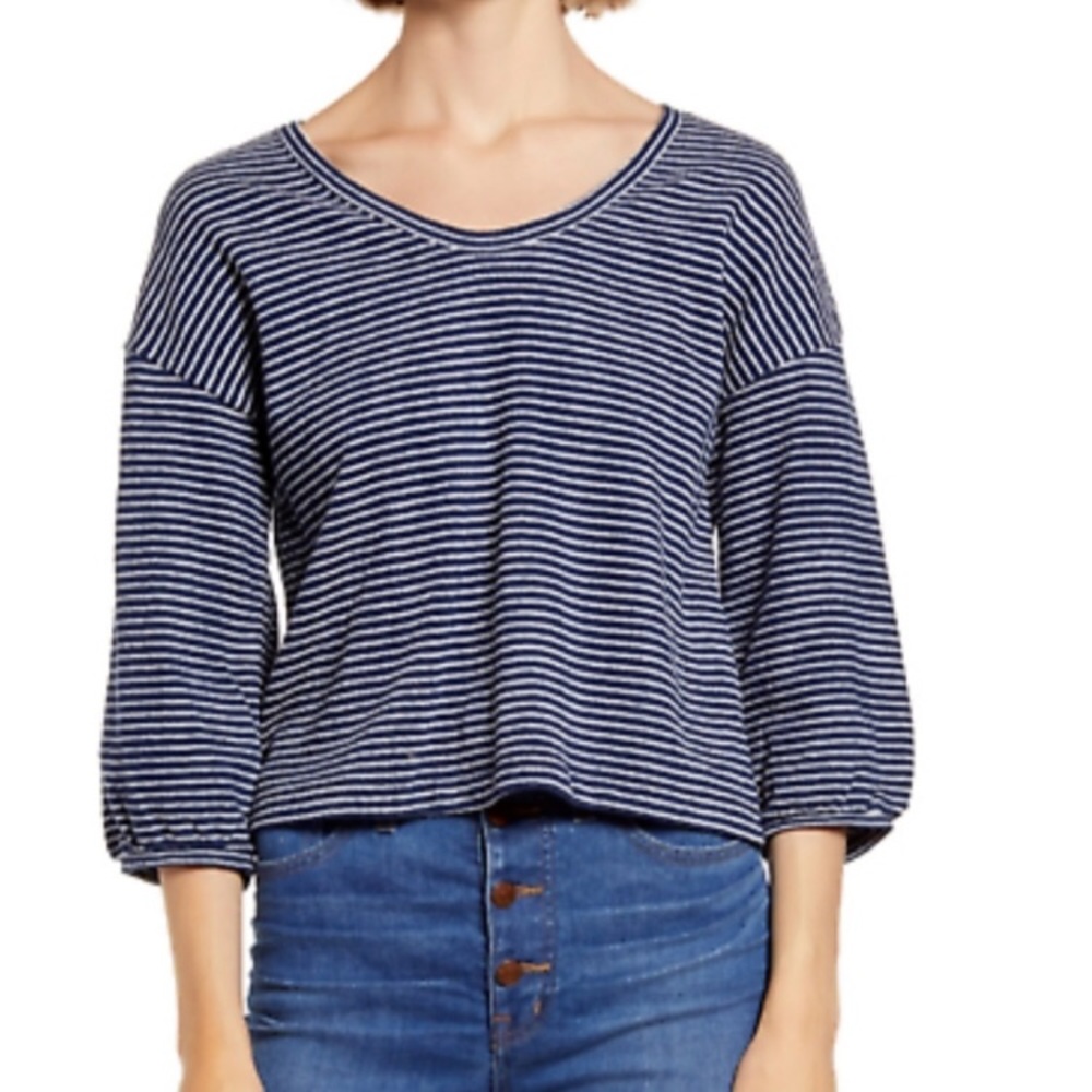 MADEWELL - STRIPED 3/4 SLEEVE TOP